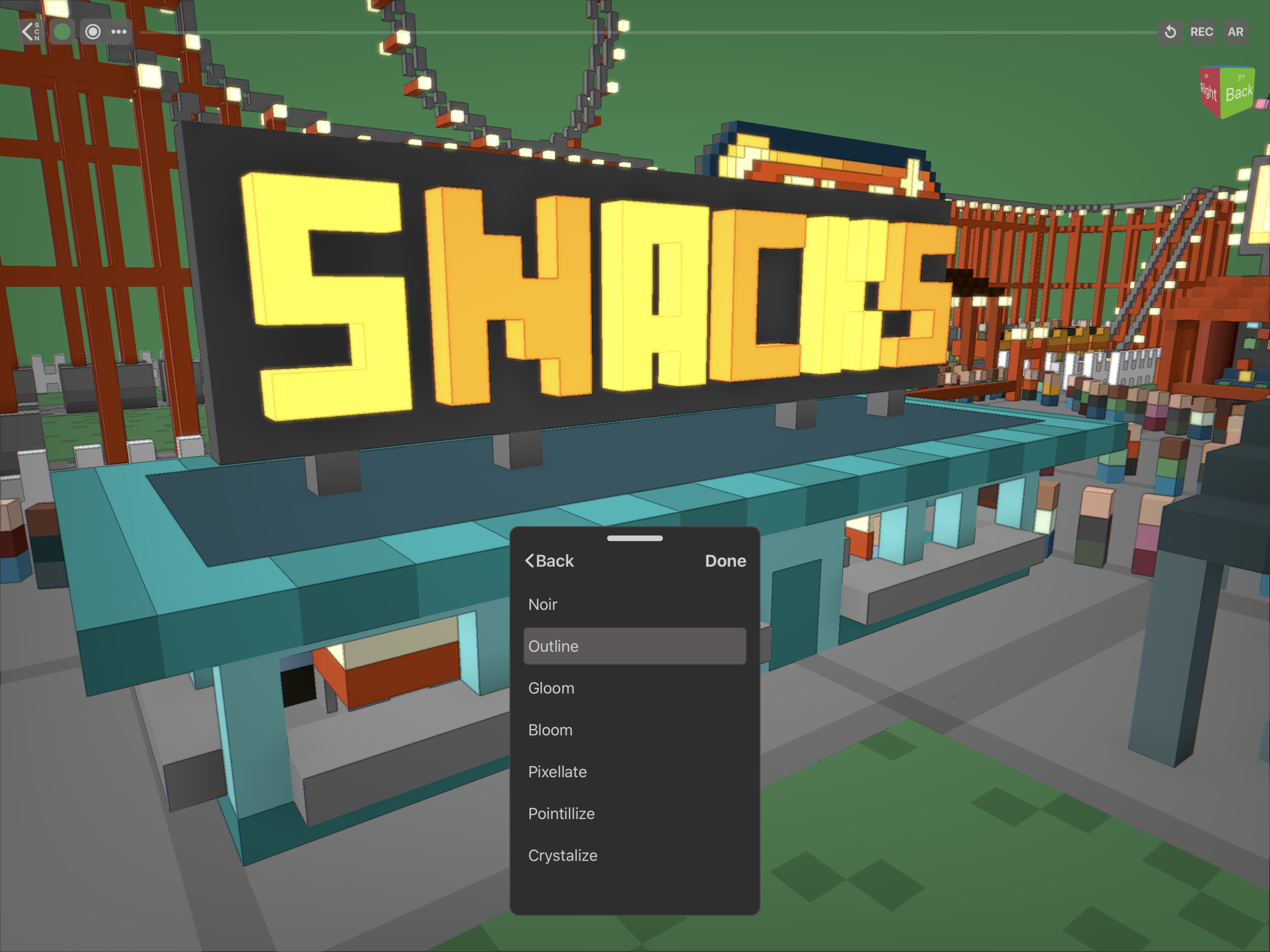 Voxel Max’s Presenter View with Outline filter activated.